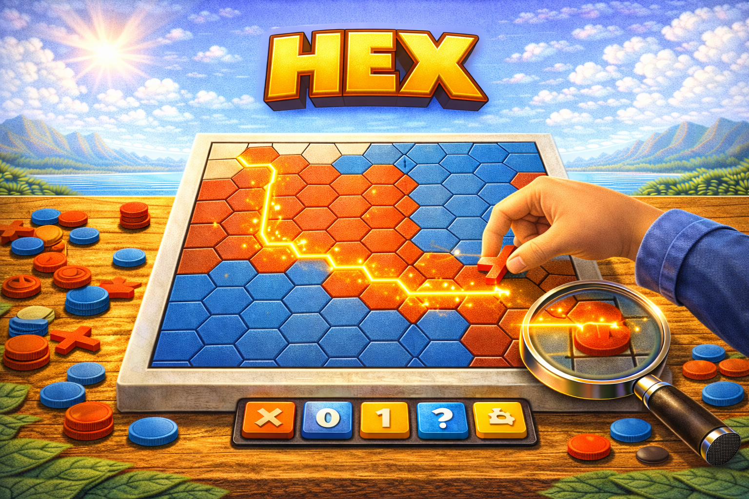Hex strategy game — connect your sides of the board with a chain of stones