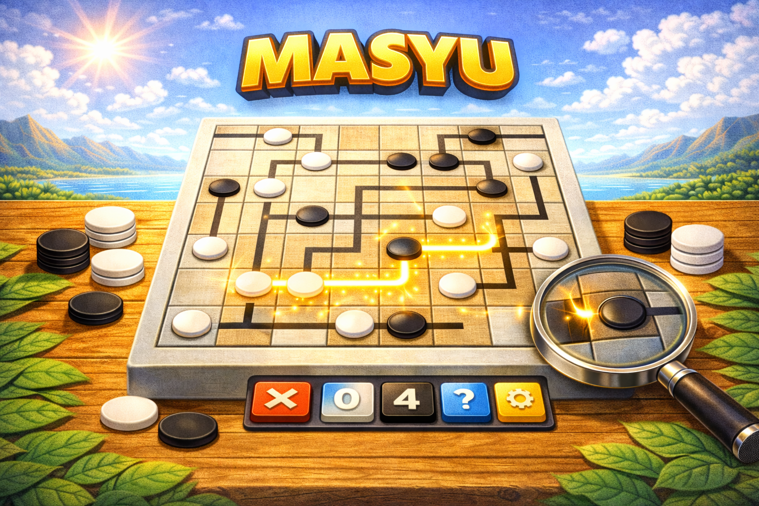 Masyu loop puzzle — draw a single loop through black and white pearls on the grid