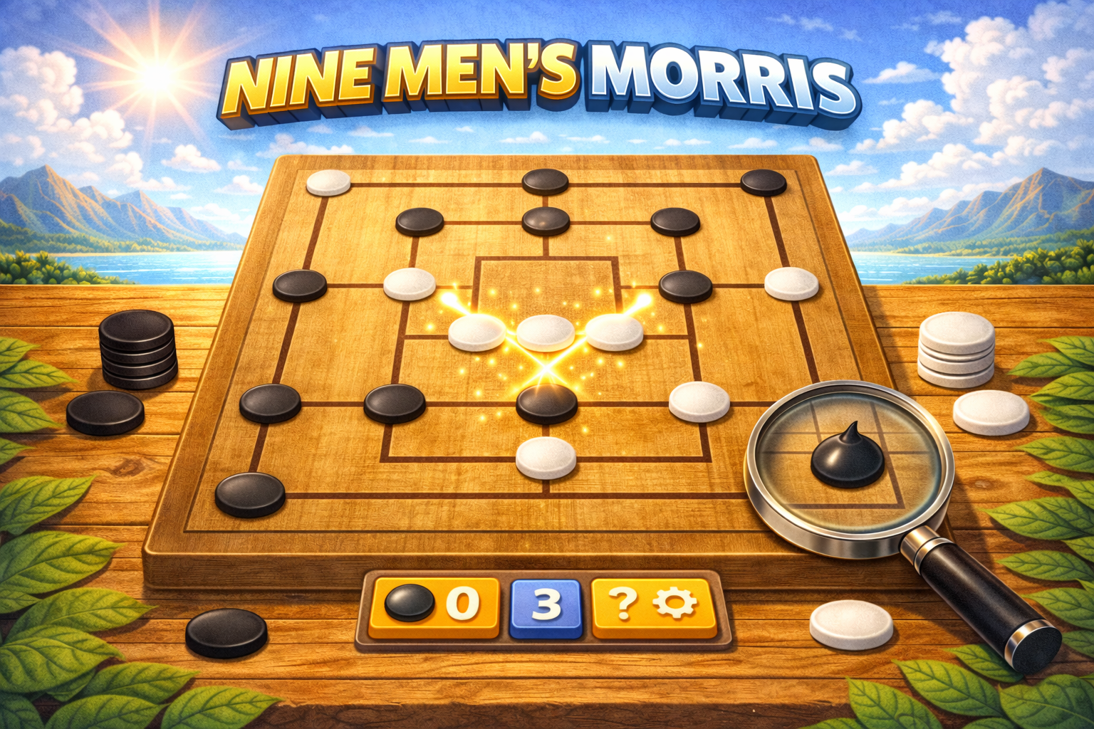 Nine Men's Morris strategy game — form mills and capture opponent stones